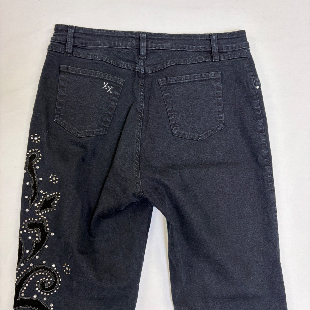 BrazilRoxx Black Rhinestone Y2K Straight Leg Jeans Womens 12 Western - Picture 7 of 11